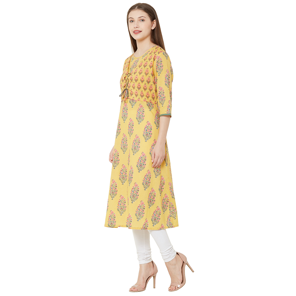 Jaipuri Cotton A-Line (Semi Anarkali) Kurti for Women