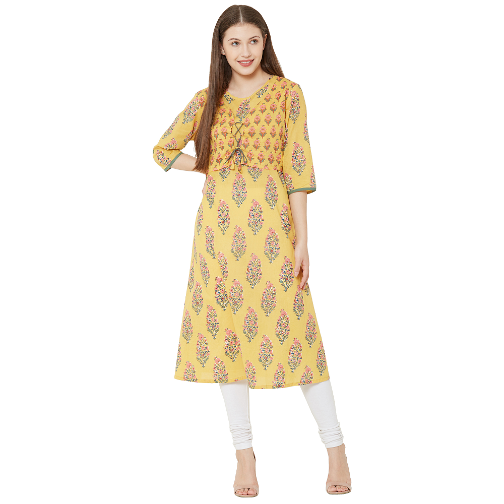 Jaipuri Cotton A-Line (Semi Anarkali) Kurti for Women