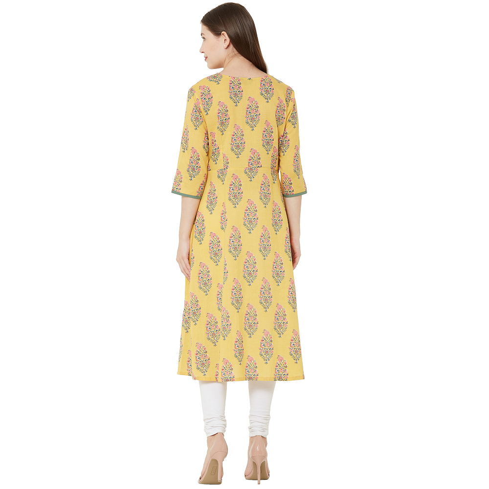 Jaipuri Cotton A-Line (Semi Anarkali) Kurti for Women