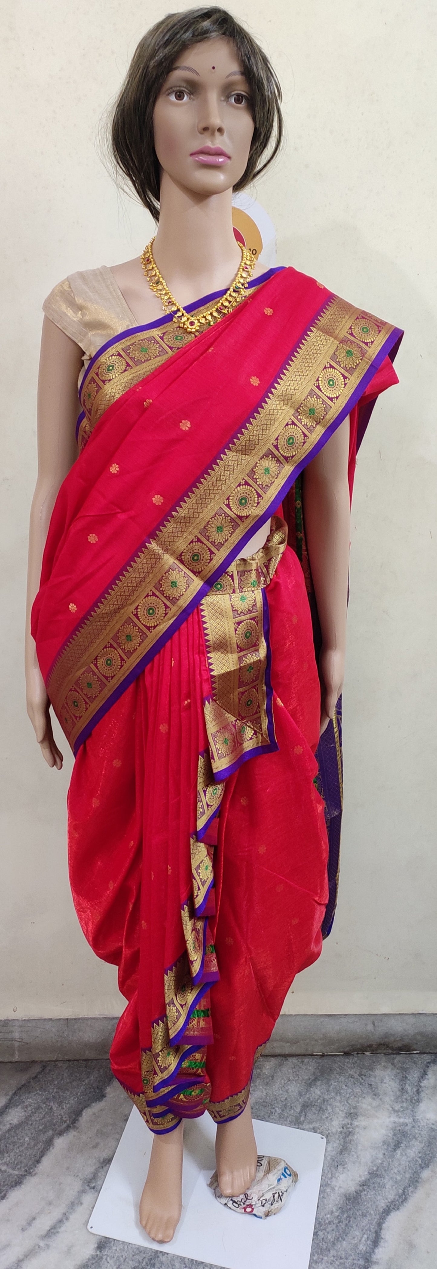 Ready to wear Nauvaari saree for women, festivals and weddings special Cotton silk, free size