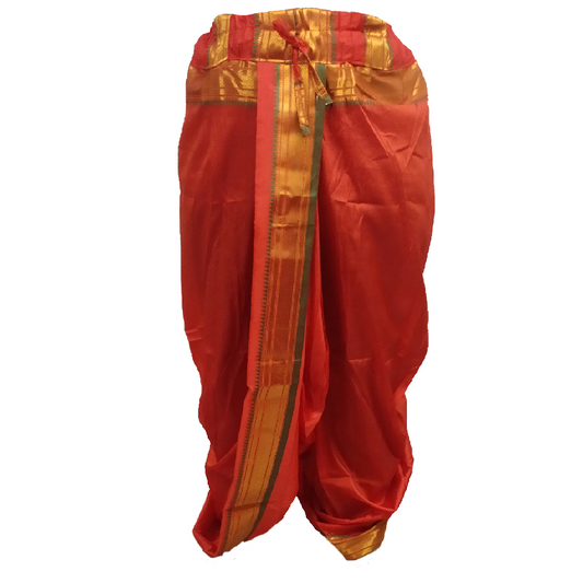 Dhoti for Men ready to wear Best for religious celebrations. Free size with Pancha Orange color