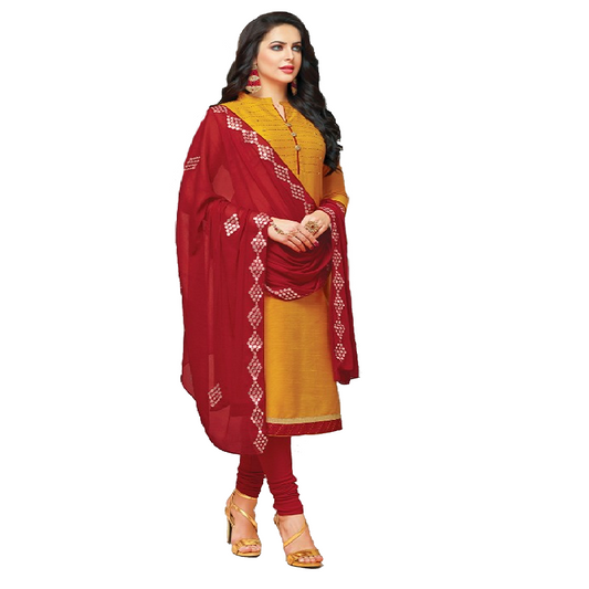 South Silk Designer Dress Materials Mango Yellow