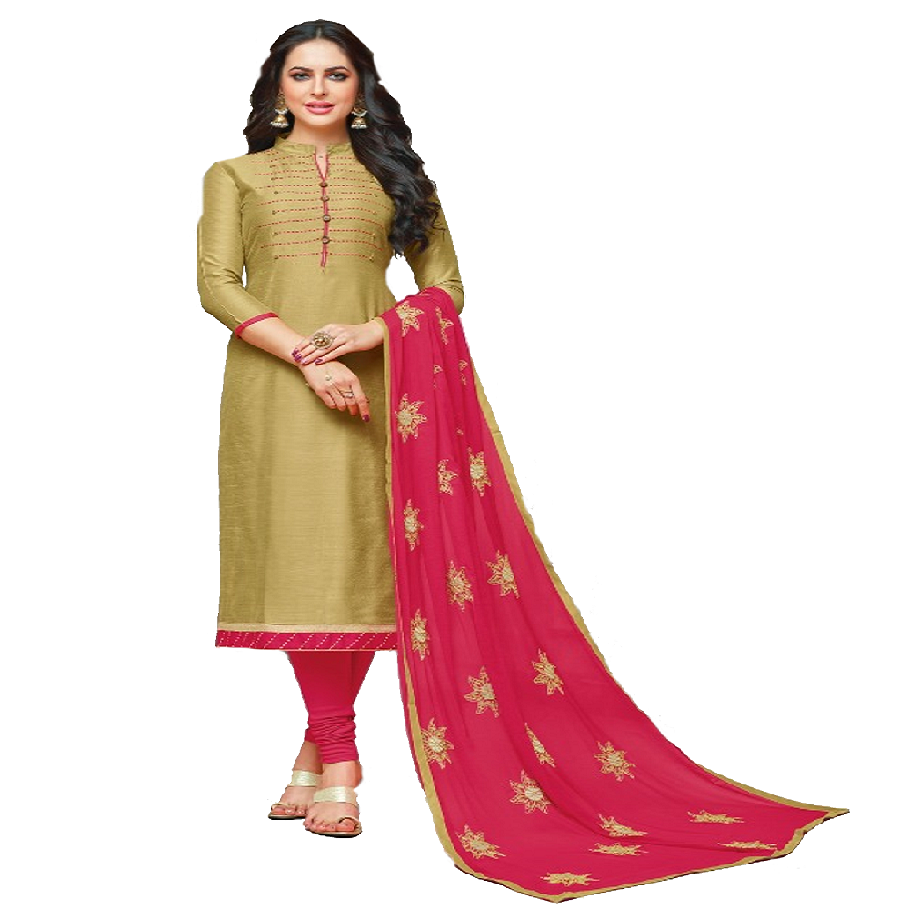 South Silk Designer Dress Materials Golden