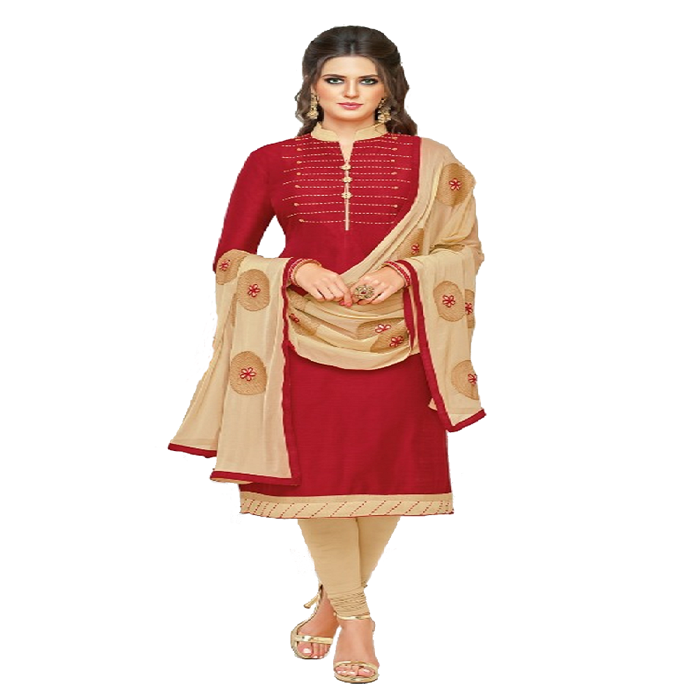 South Silk Designer Dress Materials Fresh Red