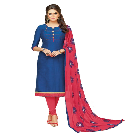 South Silk Designer Dress Materials Royal Blue