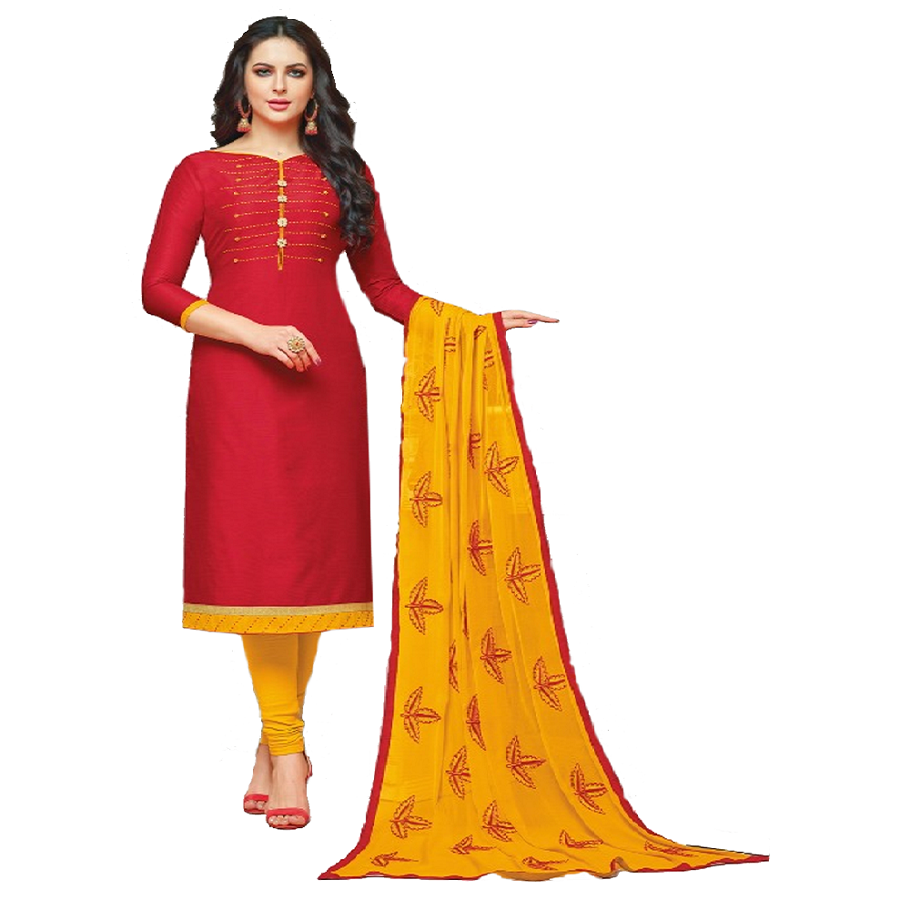 South Silk Designer Dress Materials Red color