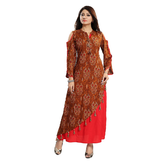 Slub Cotton designer 2 layered floor gown