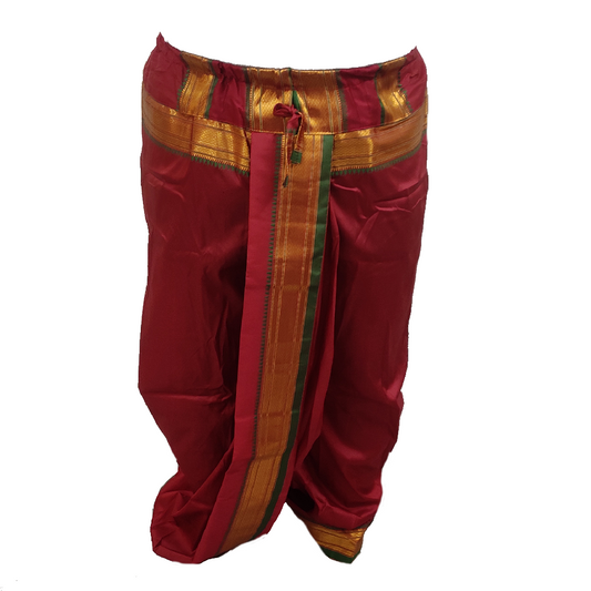 Only dhoti no pancha Maroon color, free size Catelon Silk