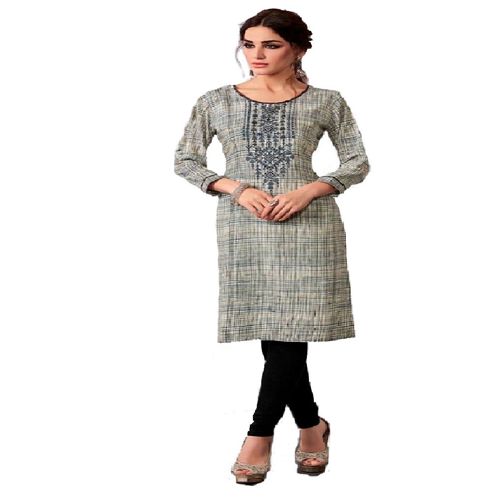 Summer special Kurti soft cotton with reshim embroidery. Grey color