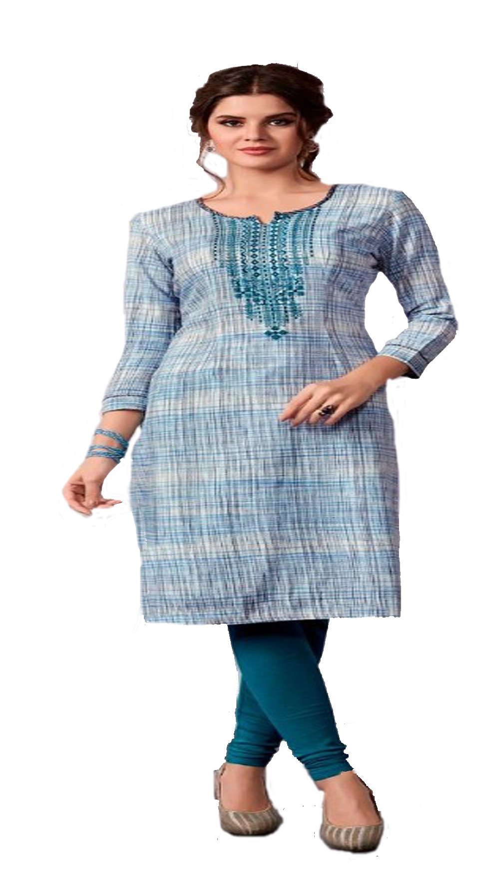 Summer special Kurti soft cotton with reshim embroidery. Aegean Blue color Only Size L