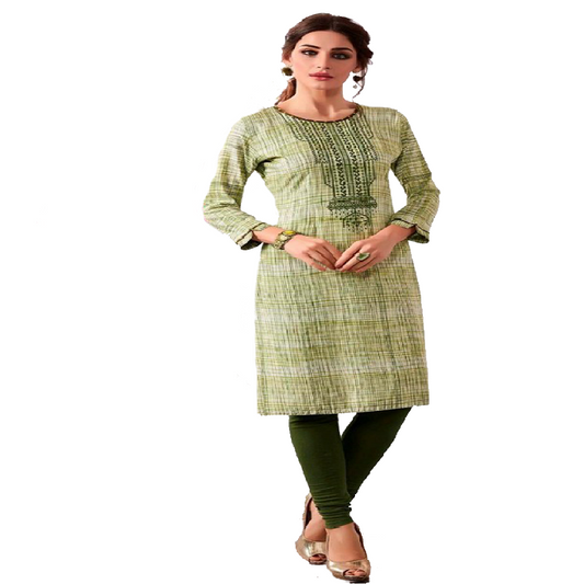 Summer special Kurti soft cotton with reshim embroidery. Bottle Green color