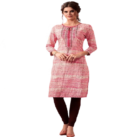 Summer special Kurti soft cotton with reshim embroidery. Pink color