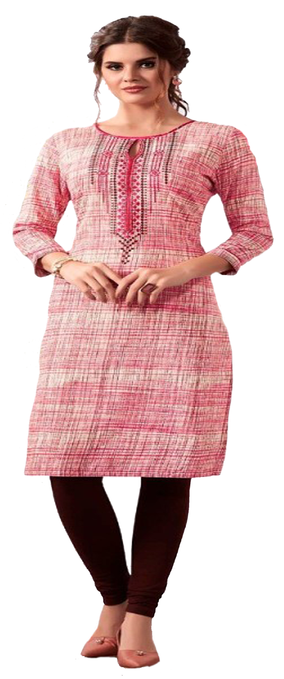 Summer special Kurti soft cotton with reshim embroidery. Pink color