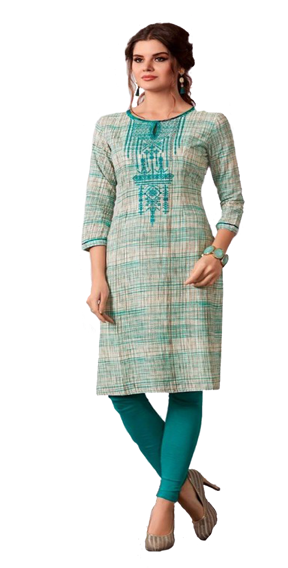 Summer special Kurti soft cotton with reshim embroidery. Rama Green color Size XXL