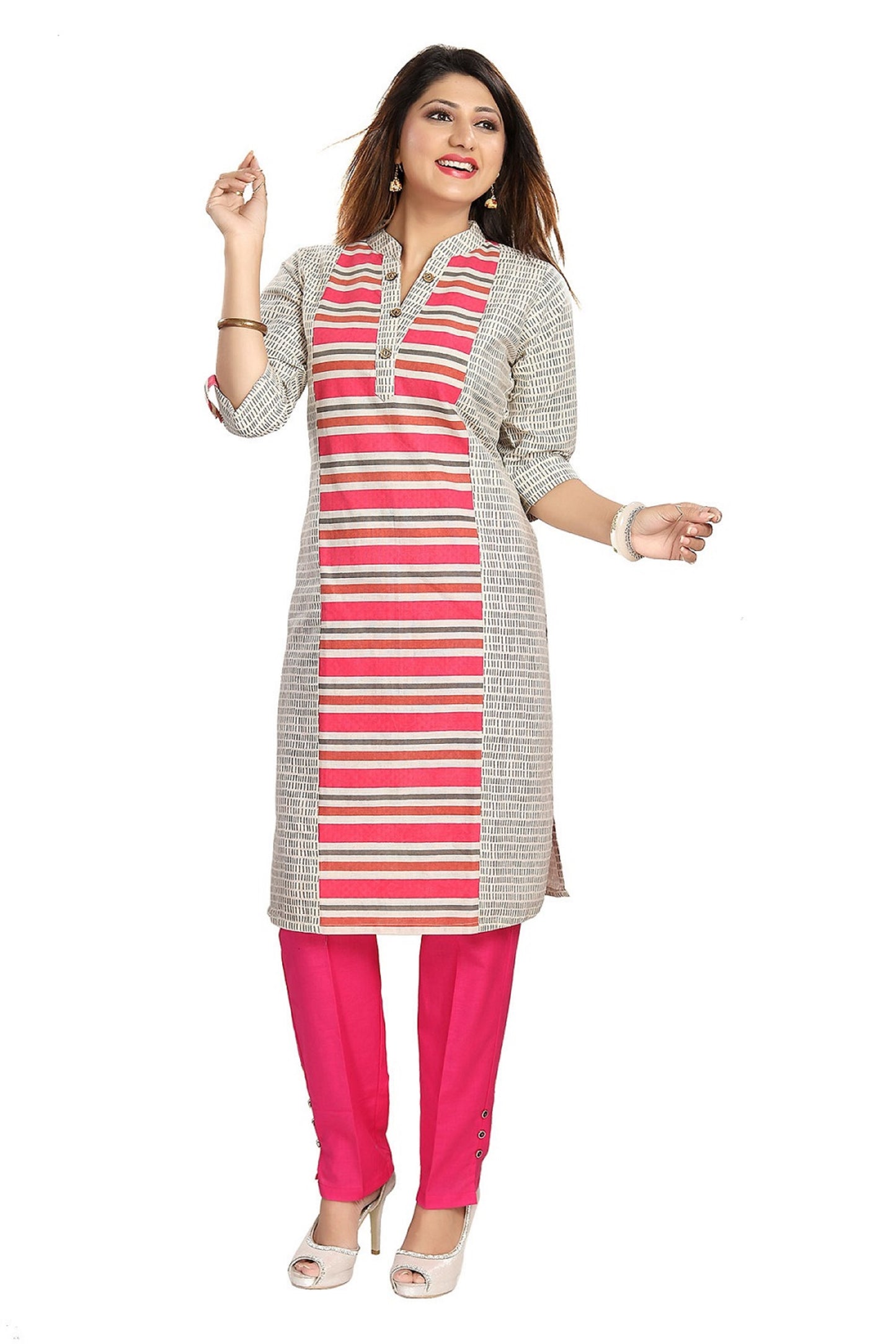 Cotton Kurti for Women pink & grey