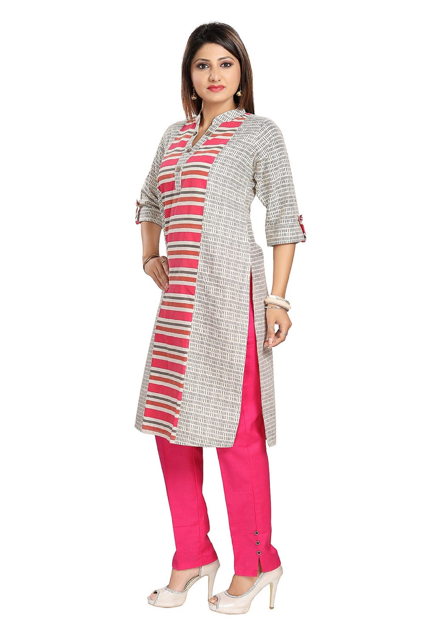 Cotton Kurti for Women pink & grey