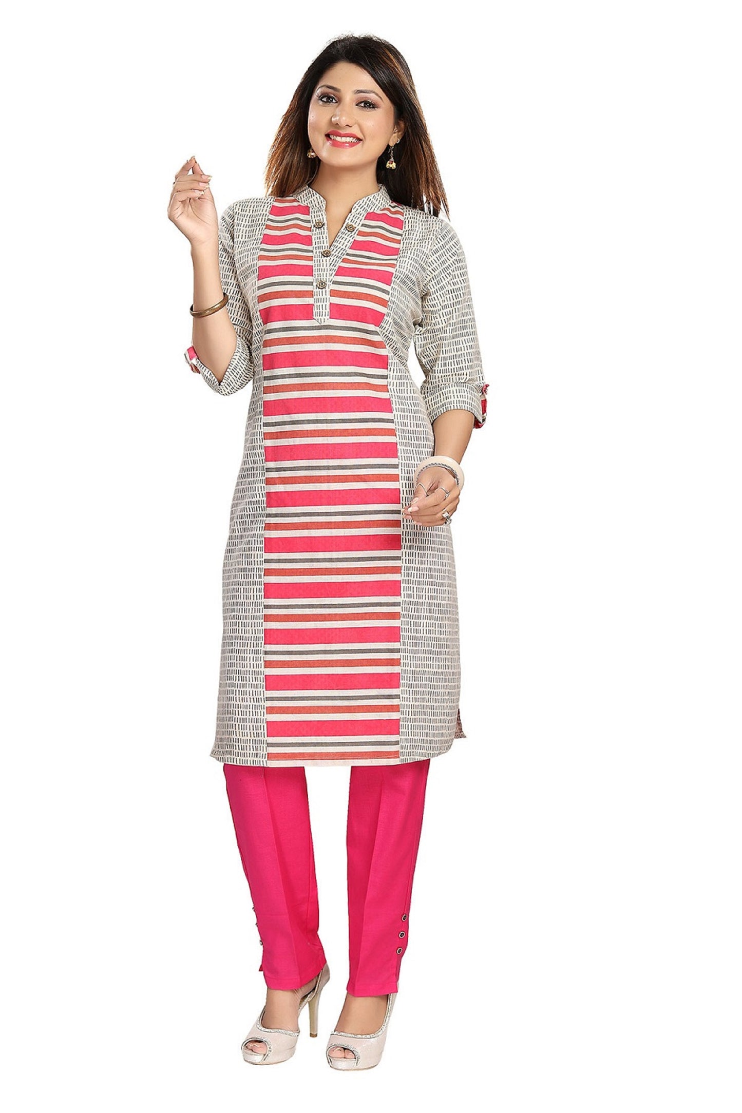 Cotton Kurti for Women pink & grey