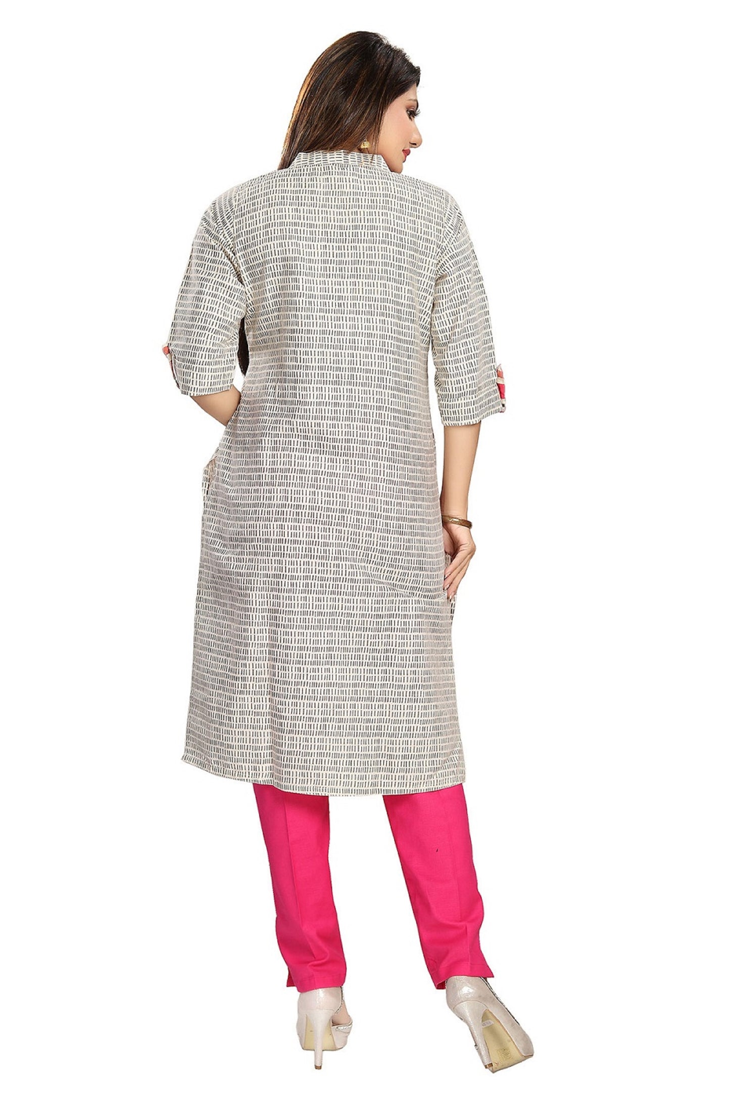 Cotton Kurti for Women pink & grey