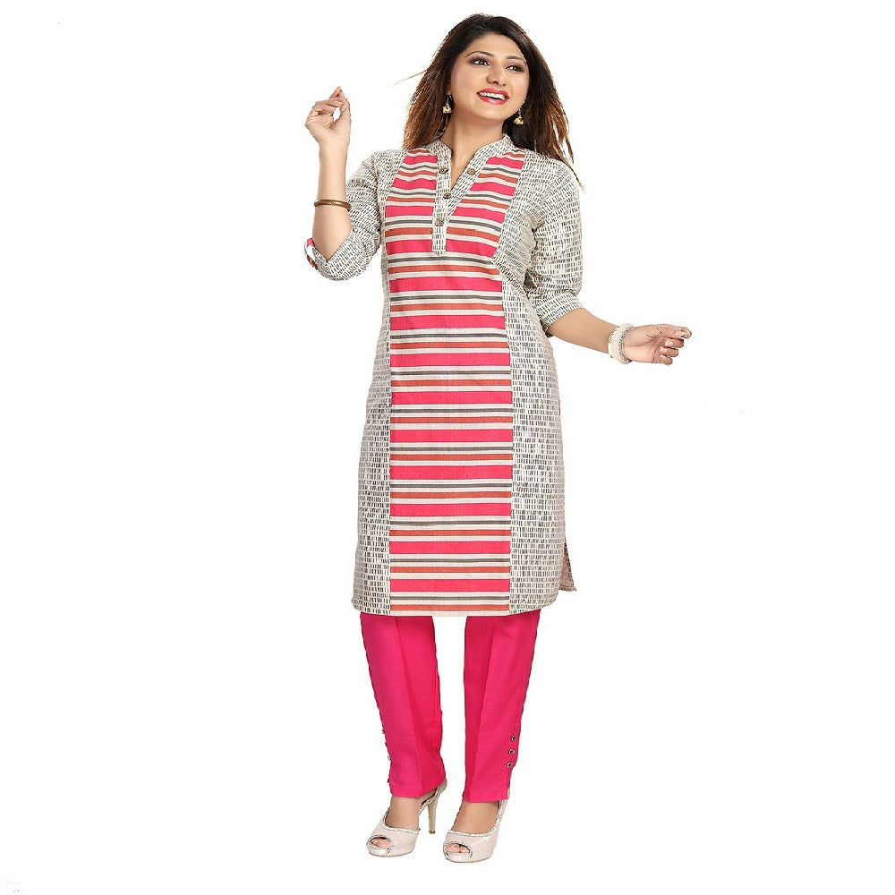 Cotton Kurti for Women pink & grey