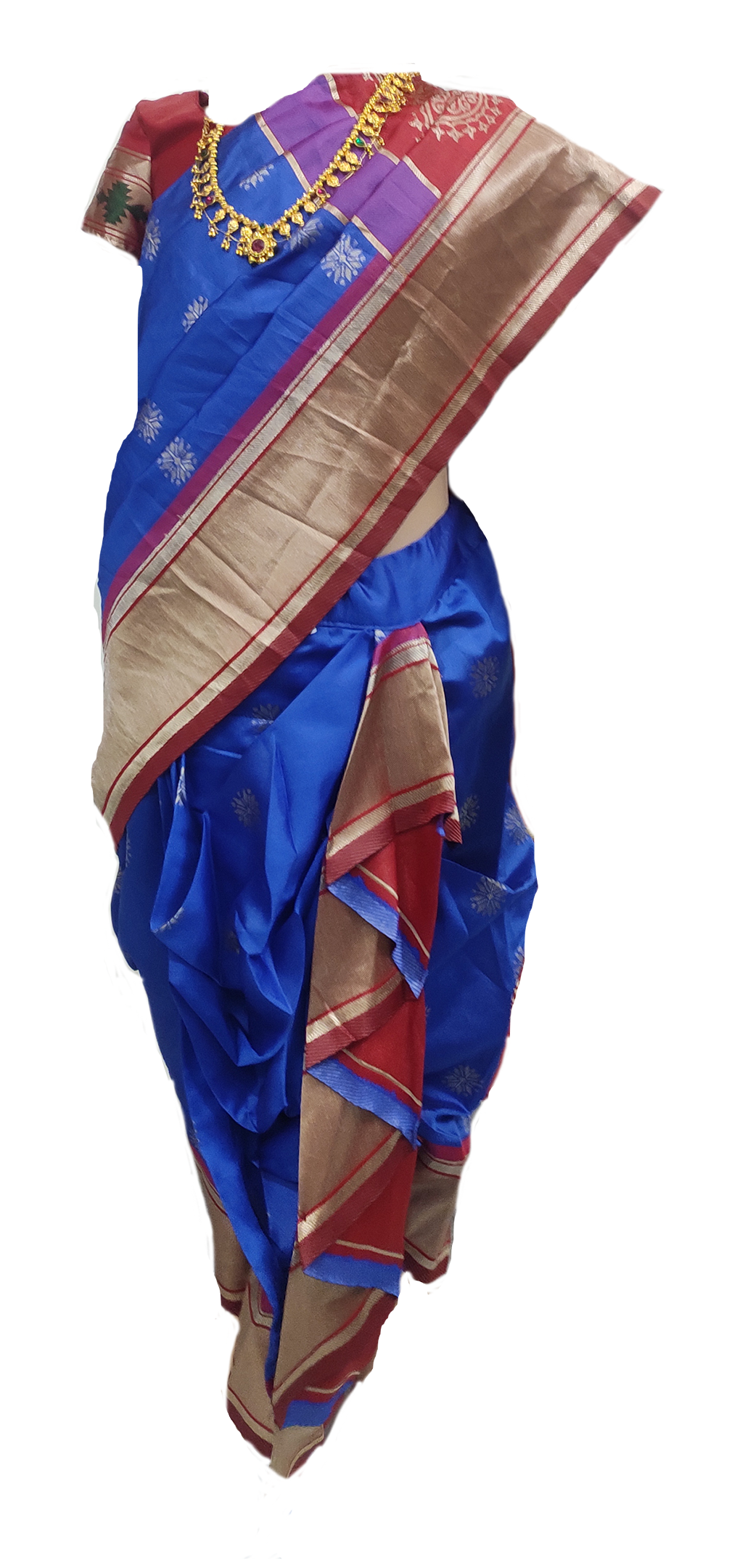 Girls ready to wear nauvaari saree ( waist to ankle 25 inch)