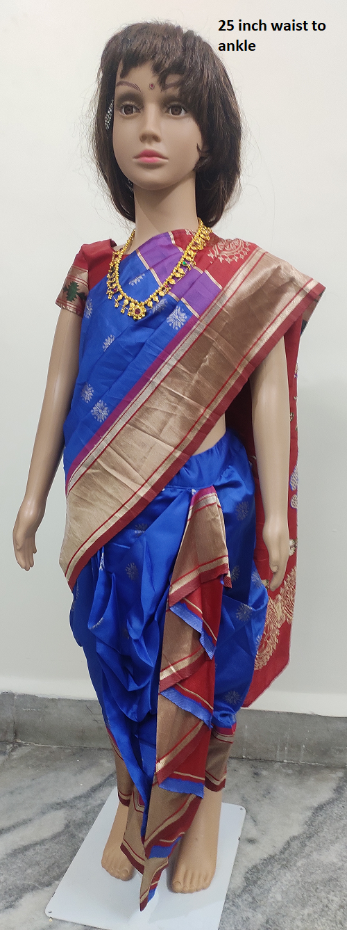 Girls ready to wear nauvaari saree ( waist to ankle 25 inch)