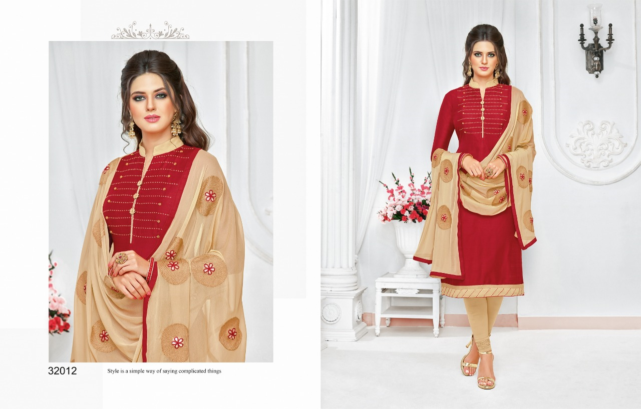 South Silk Designer Dress Materials Fresh Red