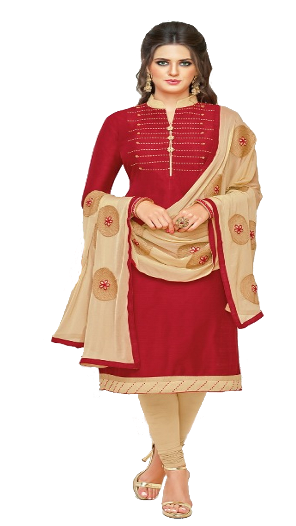 South Silk Designer Dress Materials Fresh Red