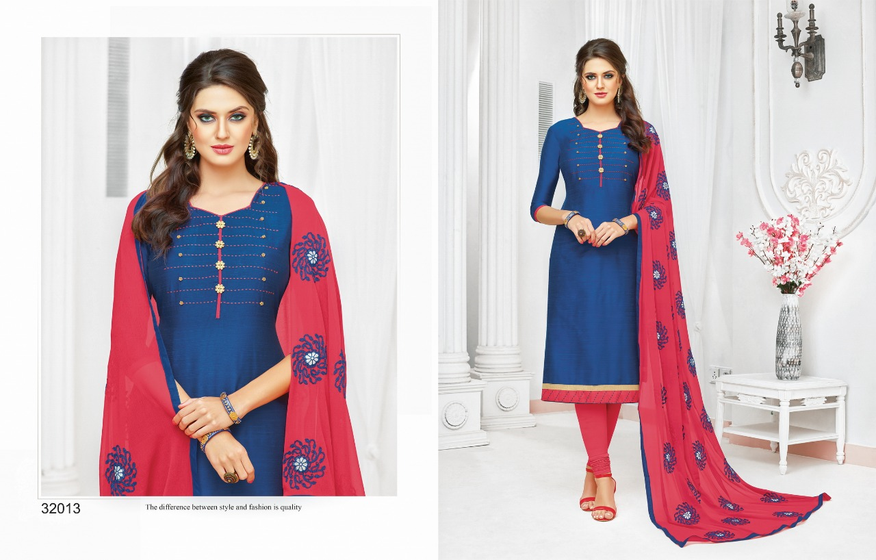 South Silk Designer Dress Materials Royal Blue