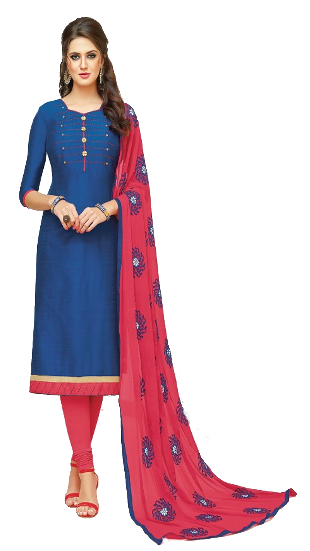 South Silk Designer Dress Materials Royal Blue