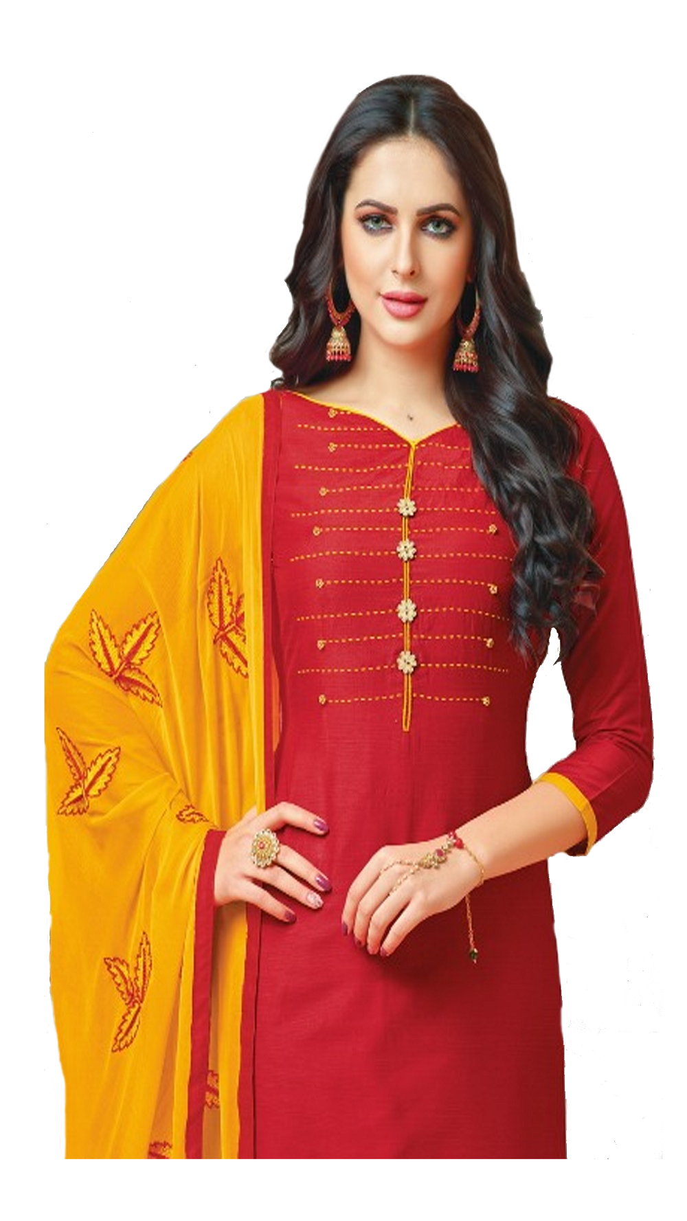 South Silk Designer Dress Materials Red color