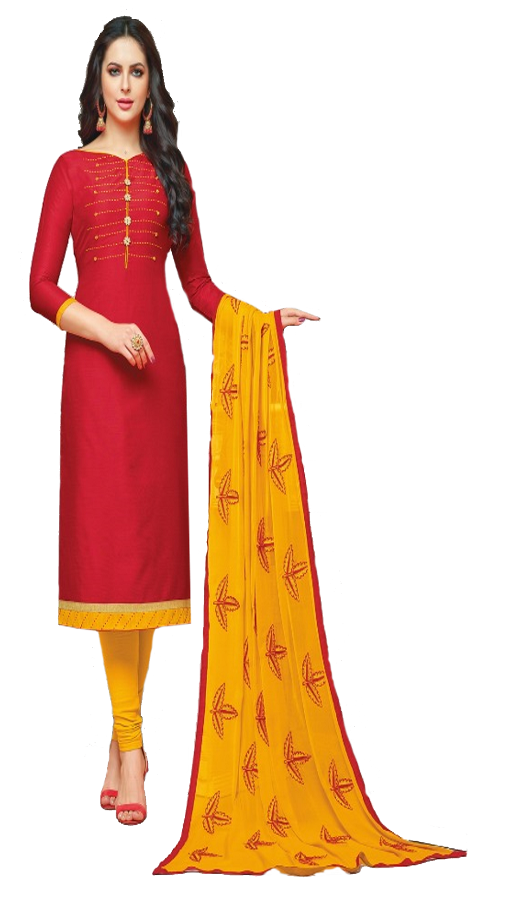 South Silk Designer Dress Materials Red color