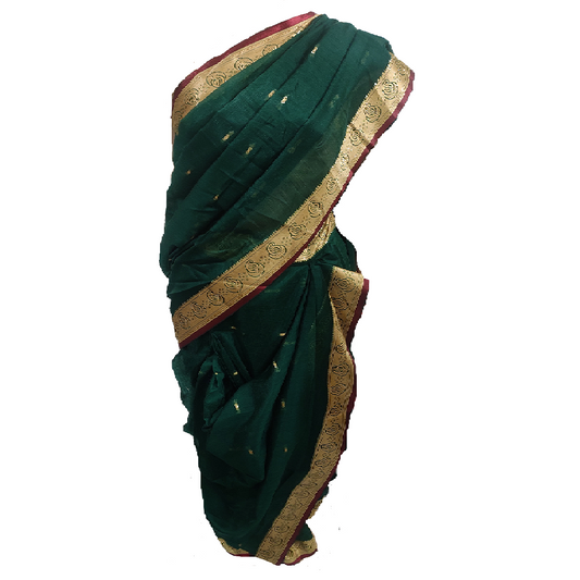 Reshim Woven bottle green saree