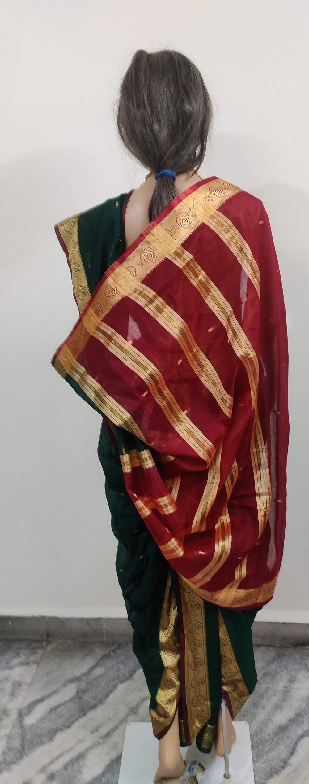 Reshim Woven bottle green saree