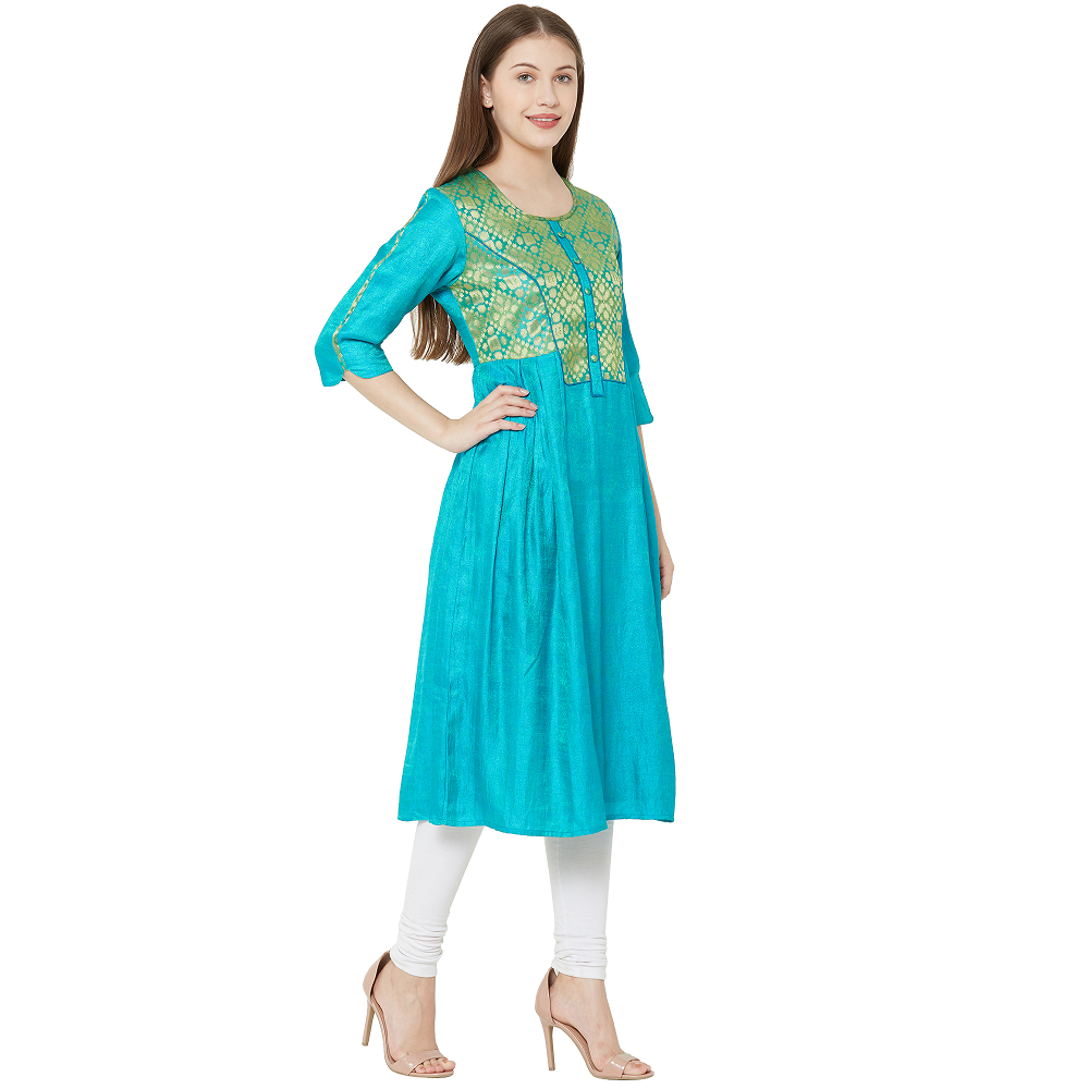 Turquoise color outlet kurtis