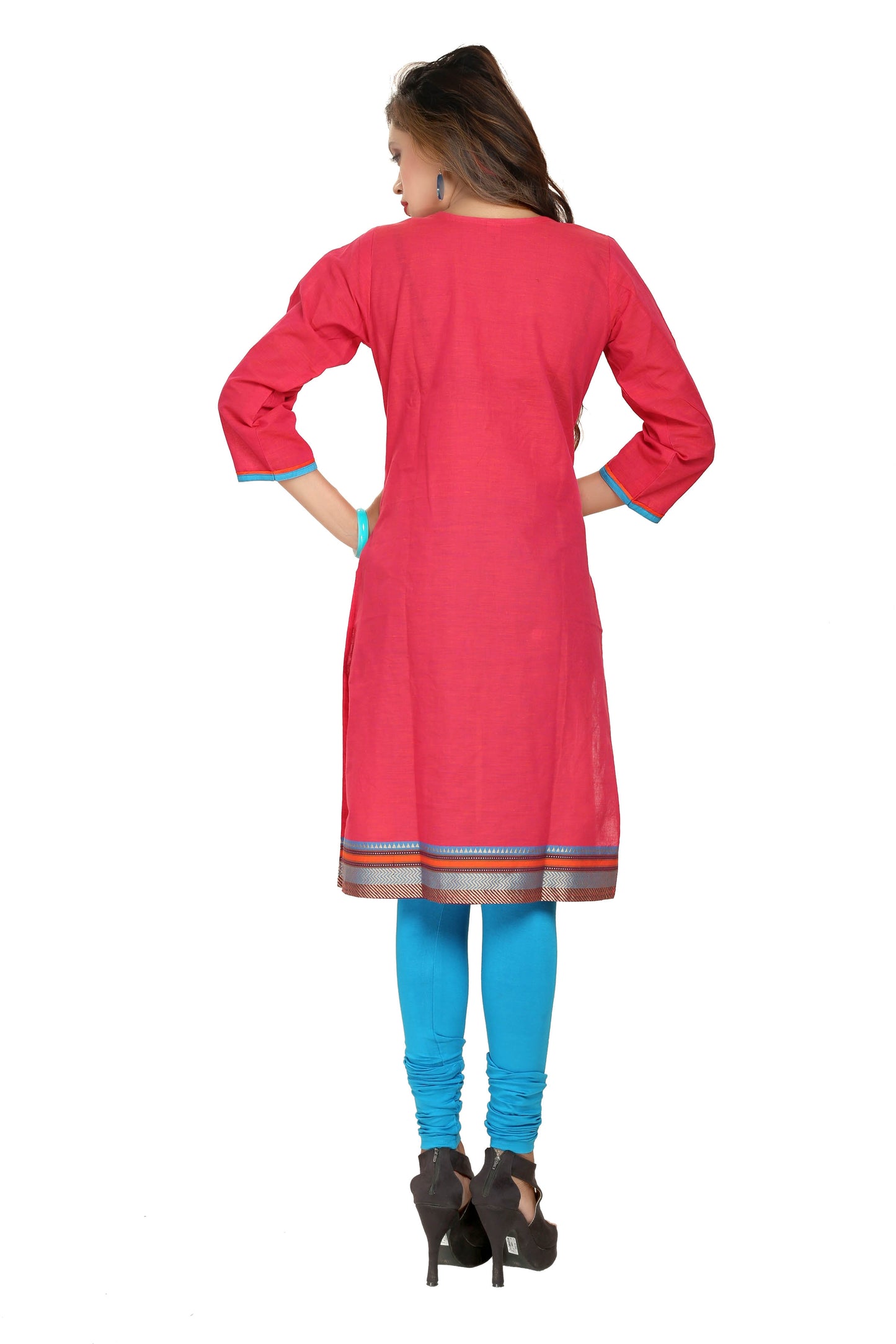 Women's Cotton Kurti Motiwork Pink