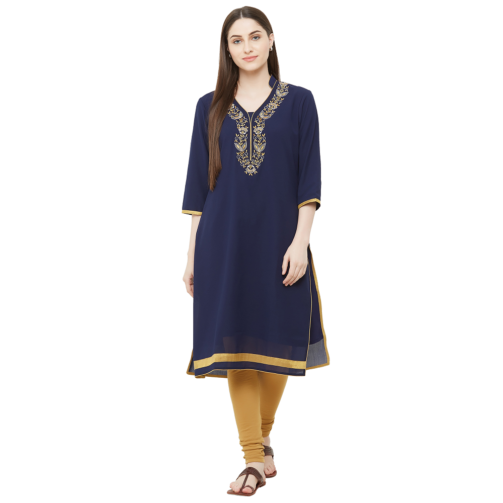 Georgette Kurti for women Navy Blue