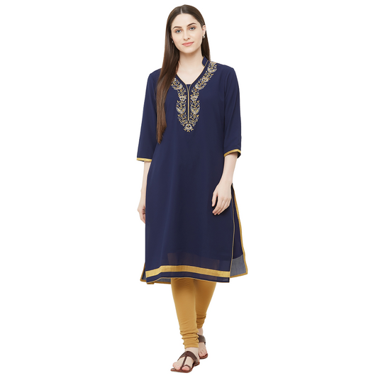 Georgette Kurti for women Navy Blue