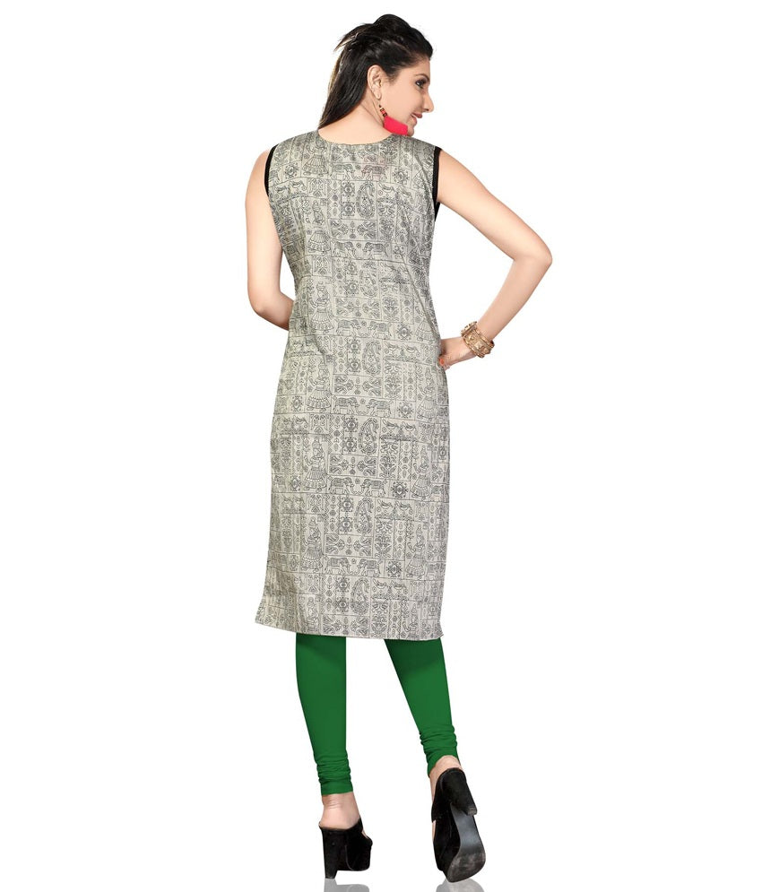 Warli print south silk kurti, Ash Grey something different Size L only - 40 inch