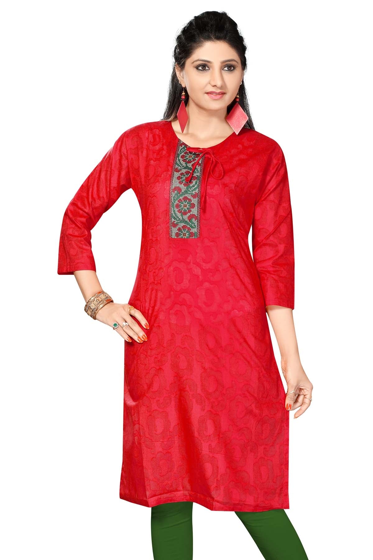 Cotton Fresh red kurti Size L