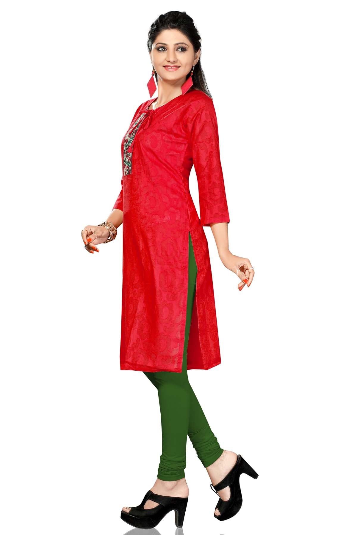 Cotton Fresh red kurti Size L