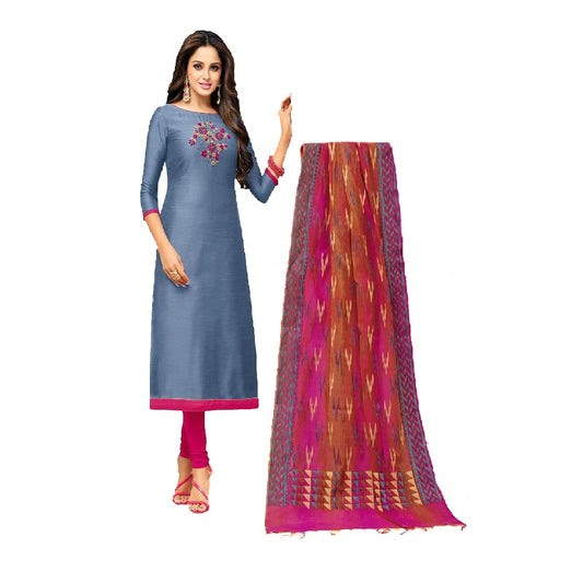 South silk dress material with Banarasi dupatta