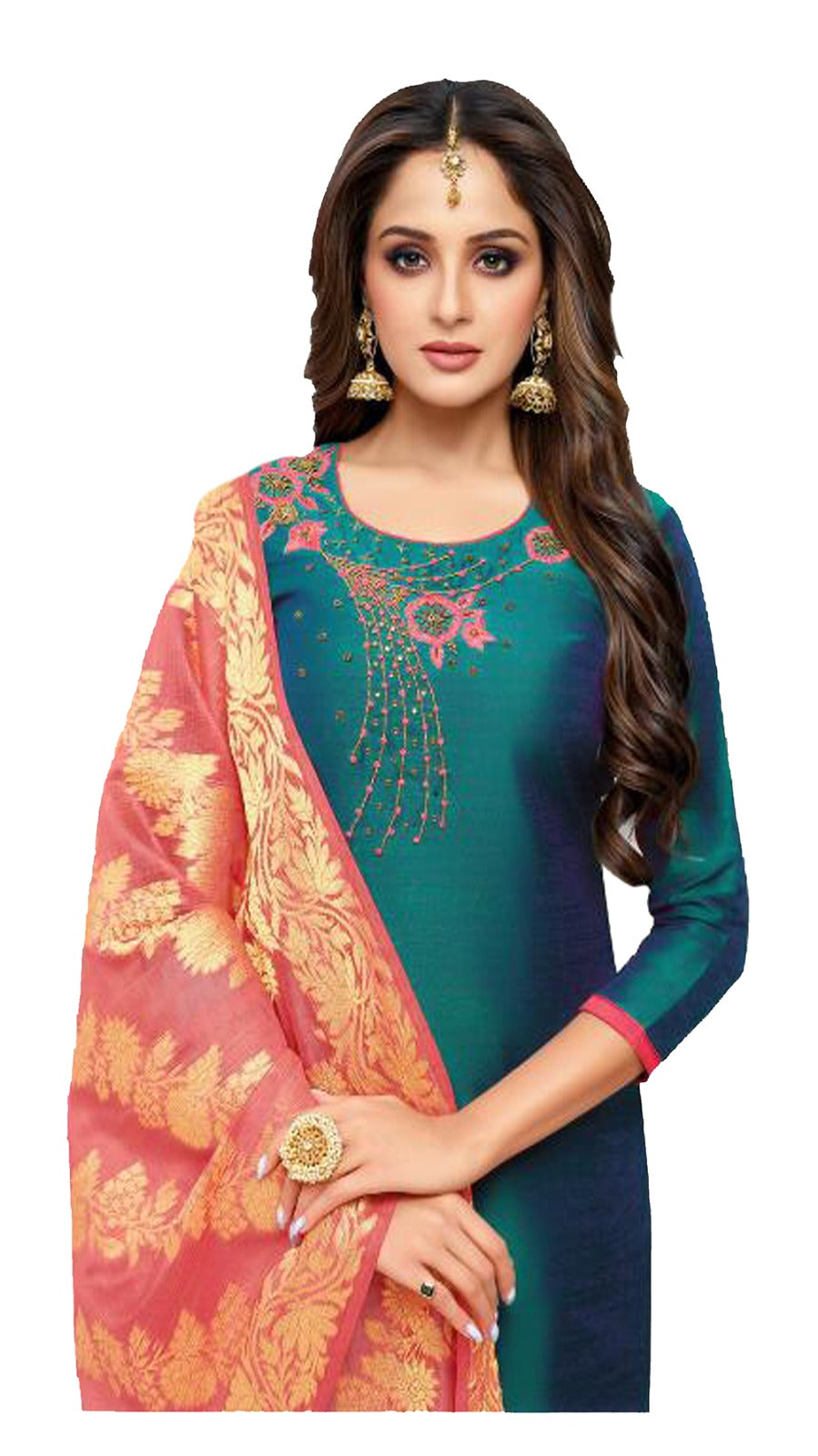 South silk dress material with Banarasi dupatta