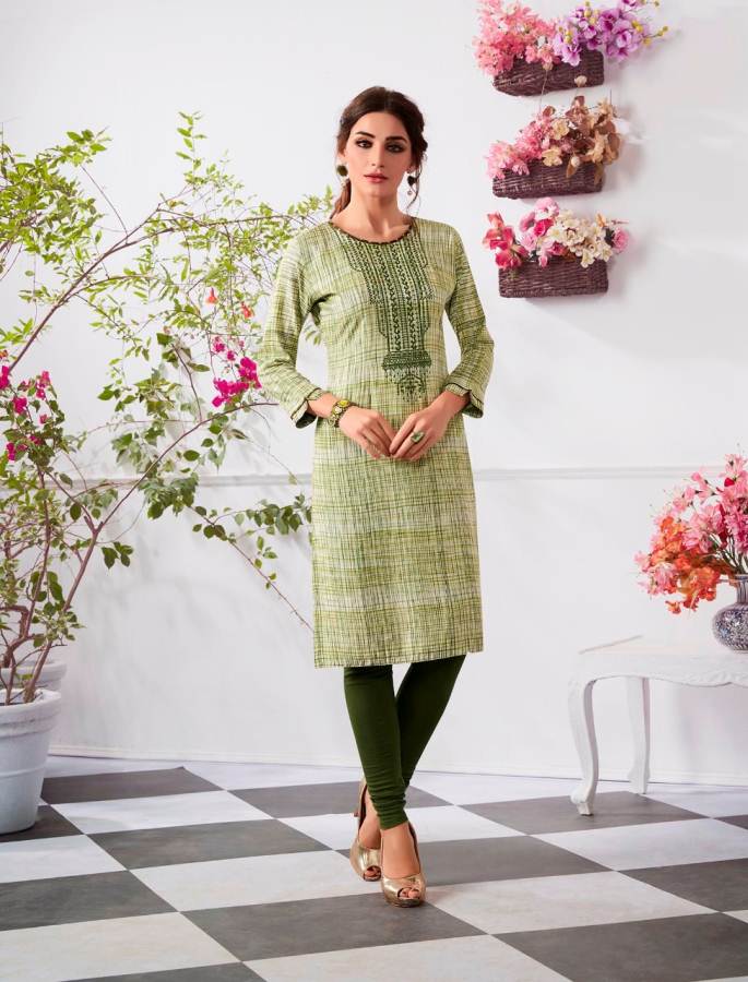 Summer special Kurti soft cotton with reshim embroidery. Bottle Green color