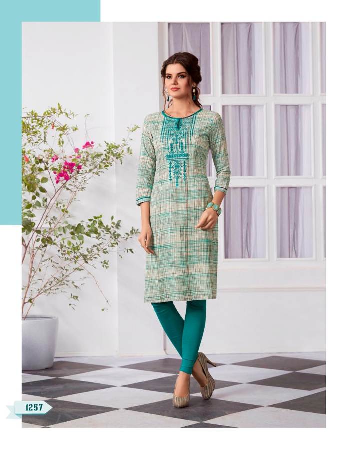 Summer special Kurti soft cotton with reshim embroidery. Rama Green color Size XXL